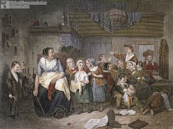 Unterricht in der Dorfschule (um 1840)